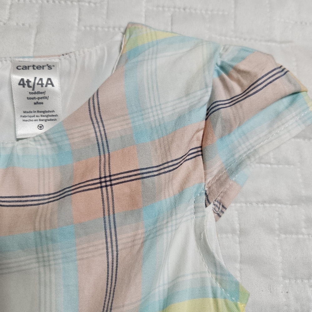 Carter's Plaid Pastel Colored Dress Size 4t - Picture 3 of 8